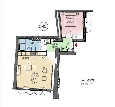 Appartement - 53 m² - 2 pièces