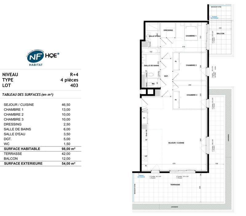 Appartement - 98 m² - 4 pièces