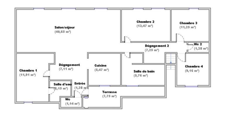 Appartement - 120 m² - 6 pièces