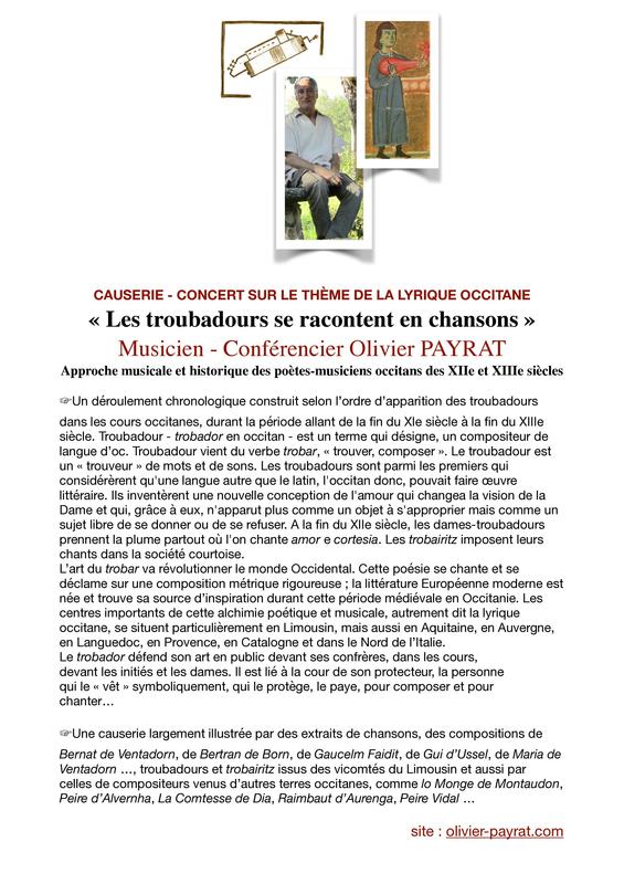 Concert sur le thème de la Lyrique Occitaine