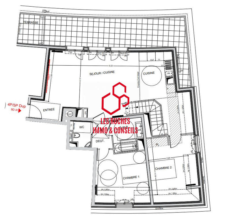 Duplex - 116 m² - 5 pièces