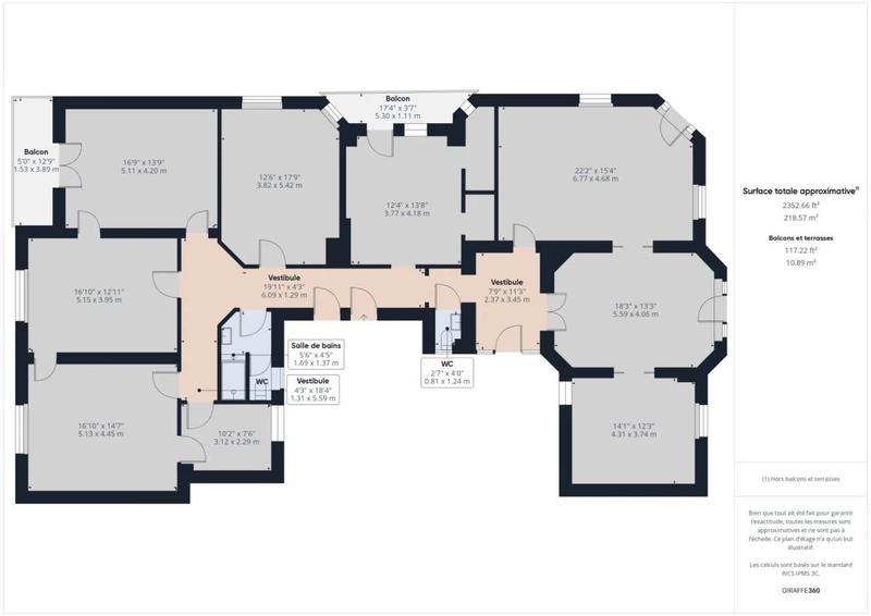 Appartement - 212 m² - 6 pièces