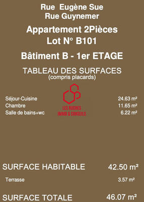 Appartement - 43 m² - 2 pièces