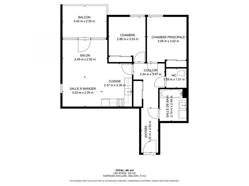 Appartement - 66 m² - 3 pièces