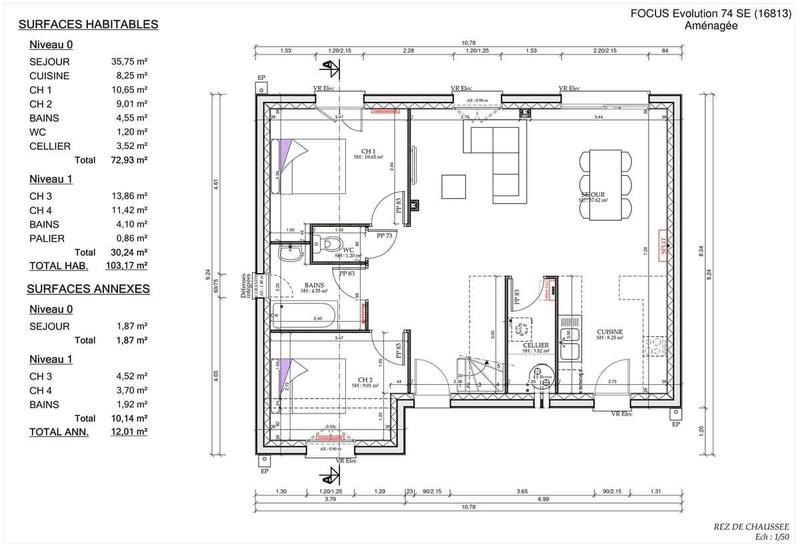 Maison - 74 m² - 3 pièces