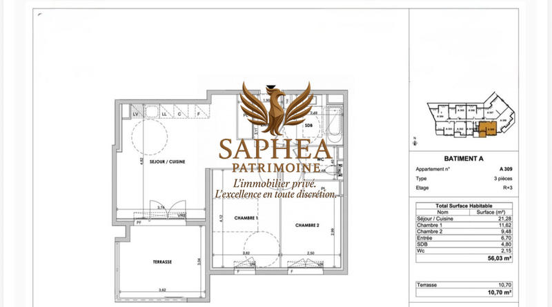 Appartement - 56 m² - 3 pièces