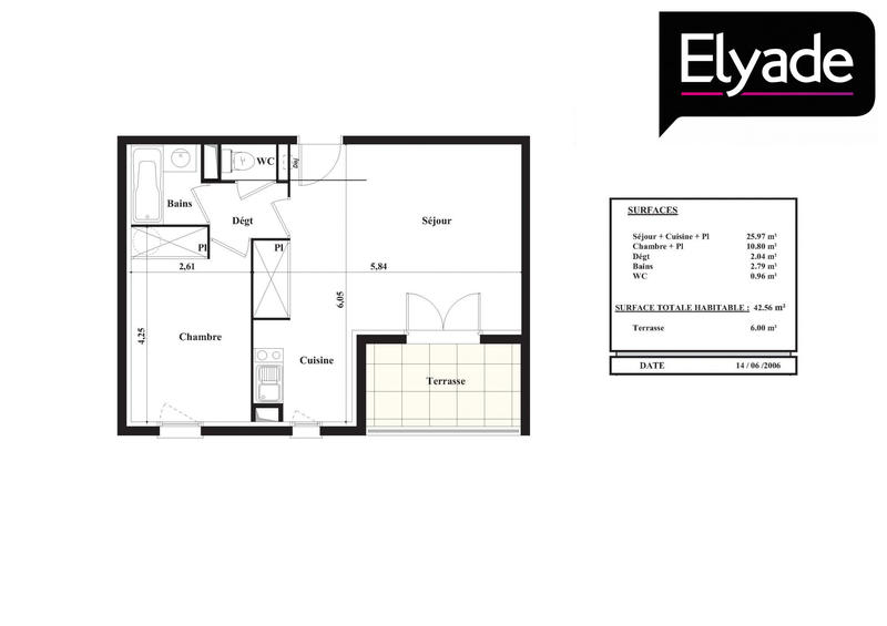 Appartement - 43 m² - 2 pièces