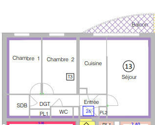 Appartement - 66 m² - 3 pièces