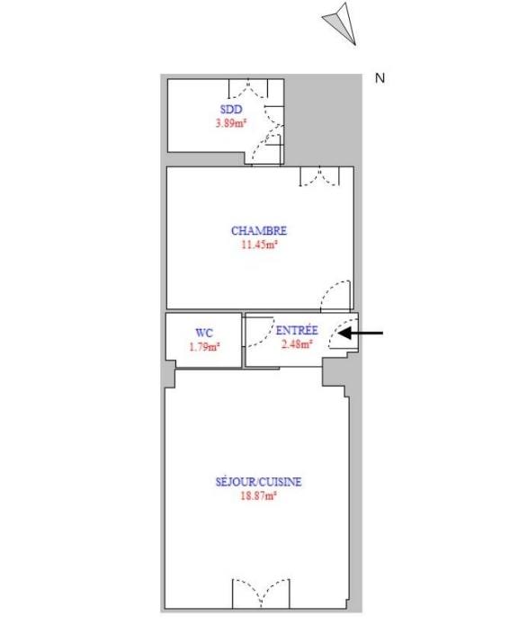 Appartement - 38 m² - 2 pièces