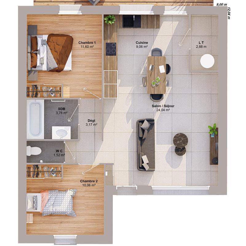 Maison - 66 m² - 4 pièces