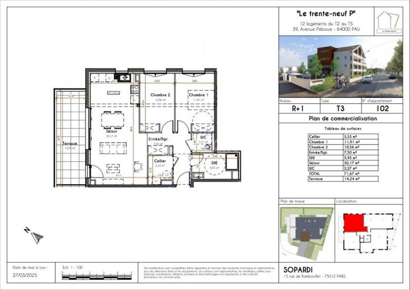 Appartement - 71 m² - 3 pièces