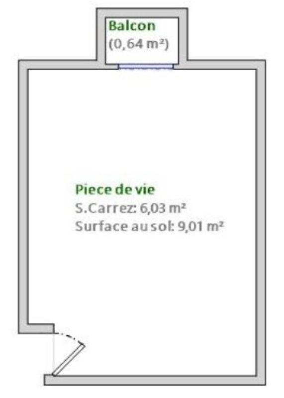 Appartement - 9 m² - 1 pièce