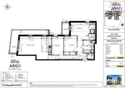 Appartement - 90 m² - 4 pièces