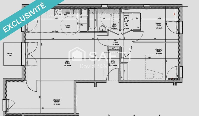 Appartement - 80 m² - 4 pièces
