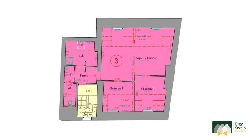 Appartement - 63 m² - 3 pièces