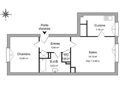 Appartement - 52 m² - 2 pièces