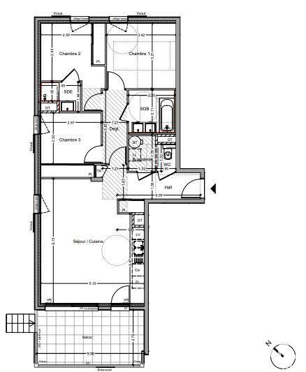 Appartement - 80 m² - 4 pièces