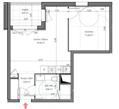 Appartement - 38 m² - 2 pièces