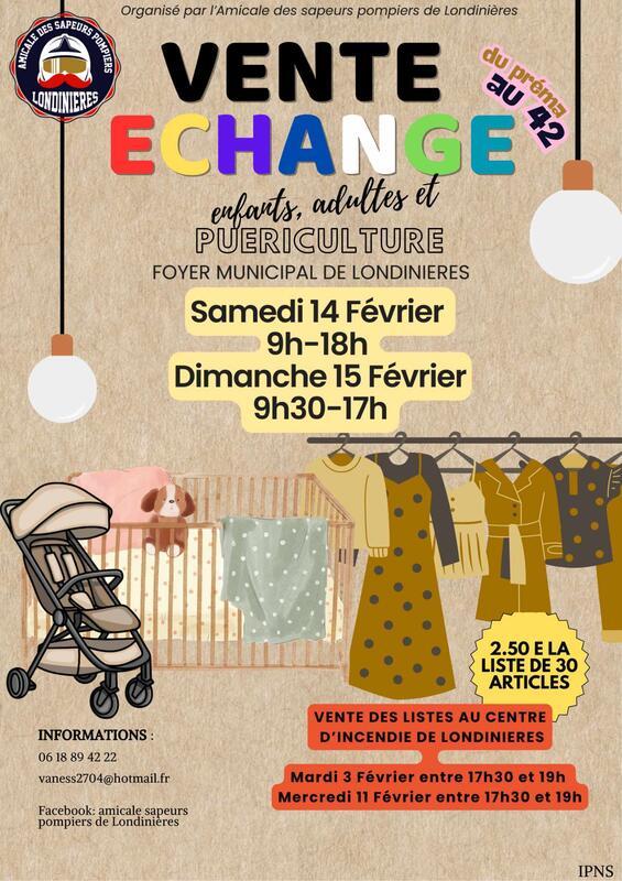 Vente échange vêtements et puériculture