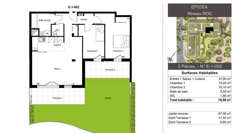 Appartement - 71 m² - 3 pièces