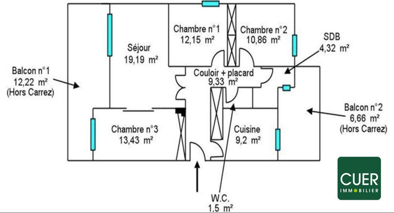 Appartement - 79 m² - 4 pièces