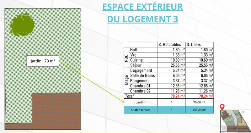 Appartement - 78 m² - 3 pièces