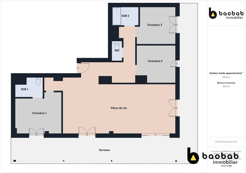 Appartement - 103 m² - 4 pièces