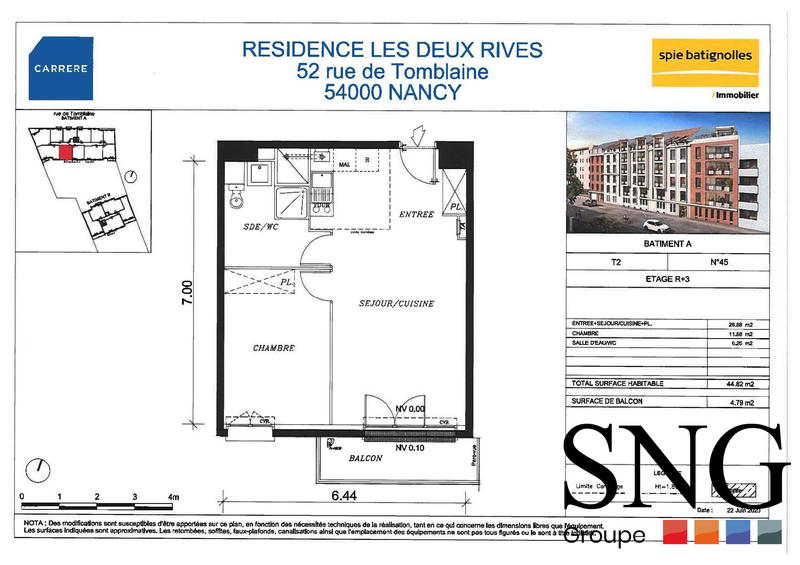 Appartement - 45 m² - 2 pièces