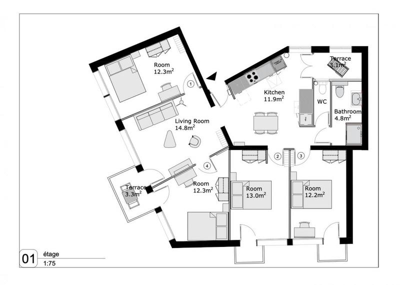 Appartement - 93 m² - 5 pièces