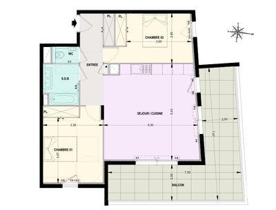 Appartement - 69 m² - 3 pièces