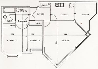Appartement - 70 m² - 3 pièces