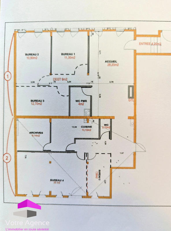 Bureau - 150 m² - 8 pièces