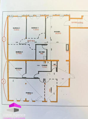 Bureau - 150 m² - 8 pièces