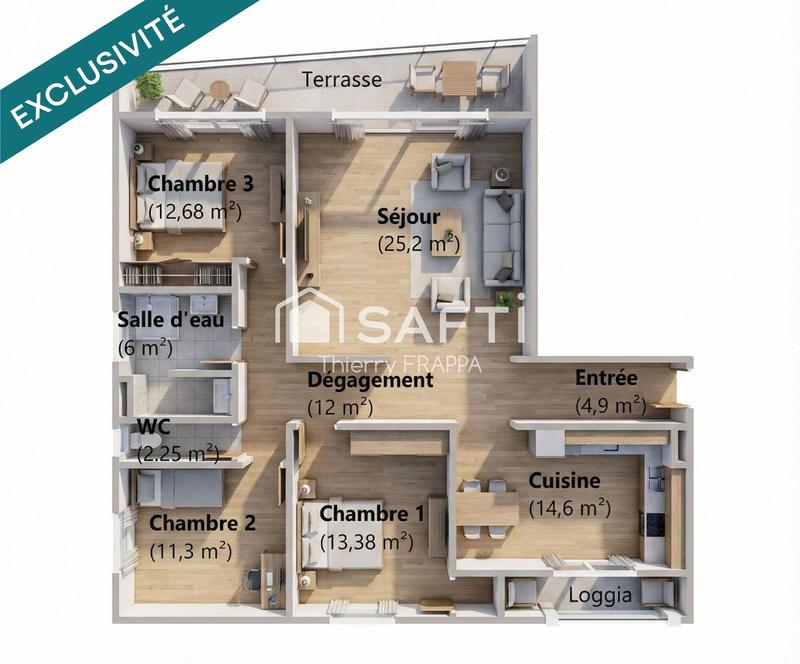 Appartement - 121 m² - 4 pièces