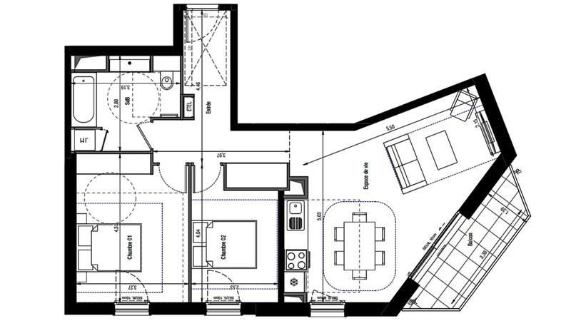 Appartement - 66 m² - 3 pièces