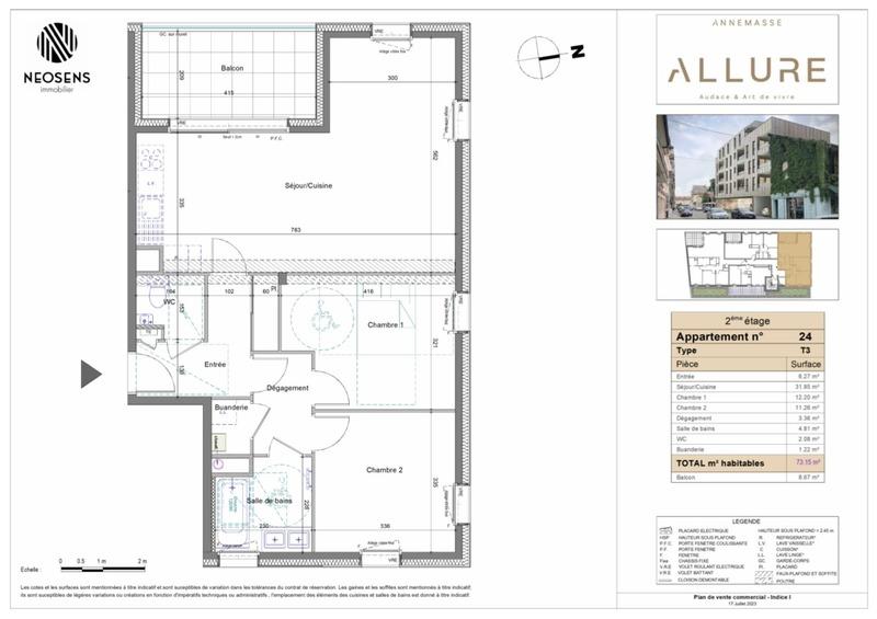Appartement - 73 m² - 3 pièces