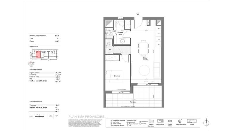 Appartement - 42 m² - 2 pièces