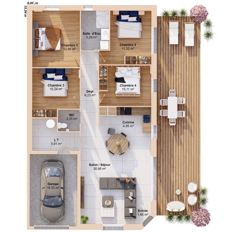 Maison - 102 m² - 6 pièces