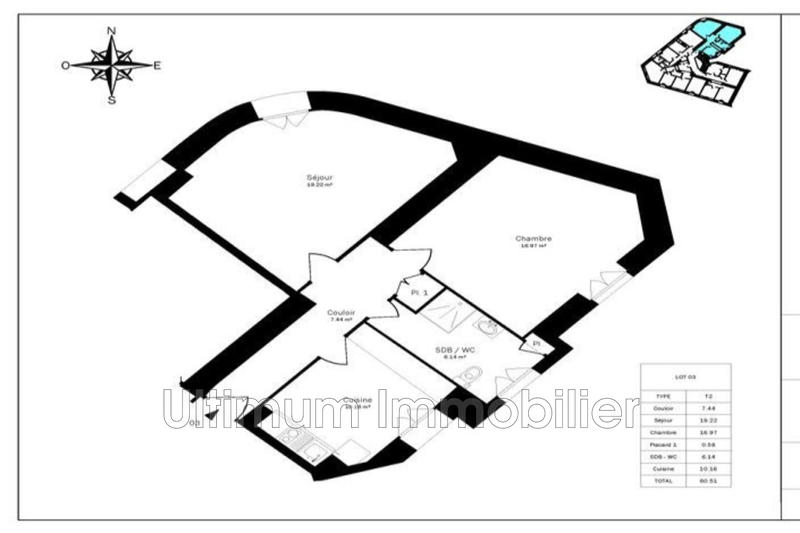 Appartement - 61 m² - 2 pièces