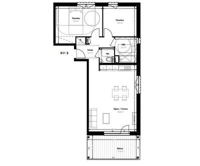 Appartement - 70 m² - 3 pièces