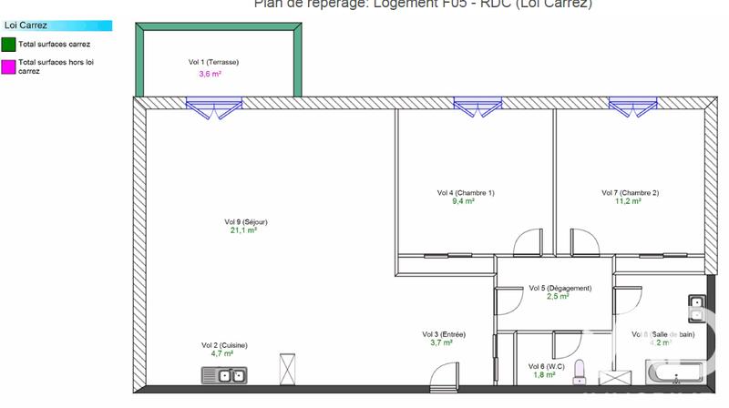 Appartement - 59 m² - 3 pièces