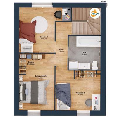 Maison - 75 m² - 5 pièces