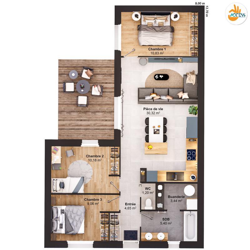 Maison - 75 m² - 5 pièces