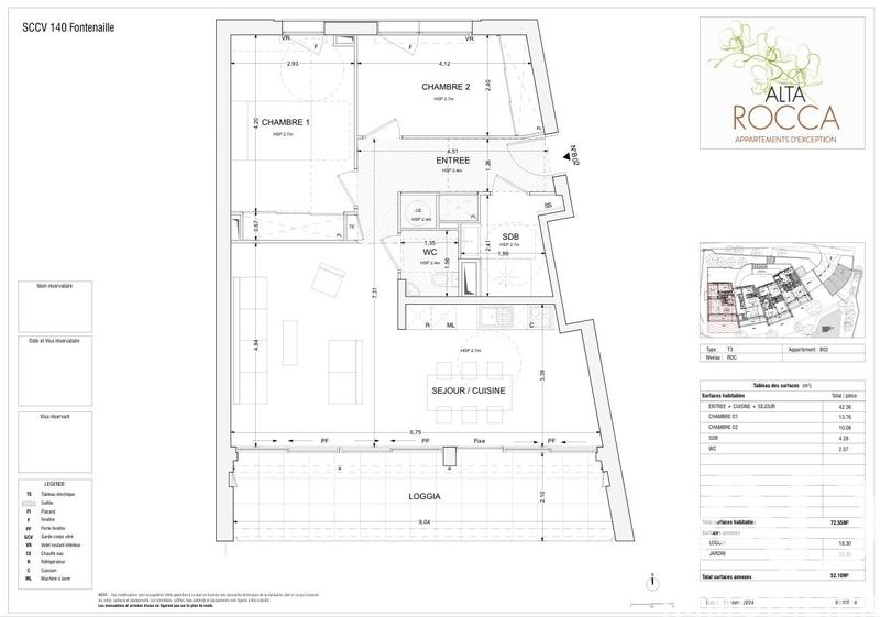 Appartement - 73 m² - 3 pièces
