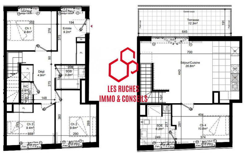 Appartement - 89 m² - 4 pièces