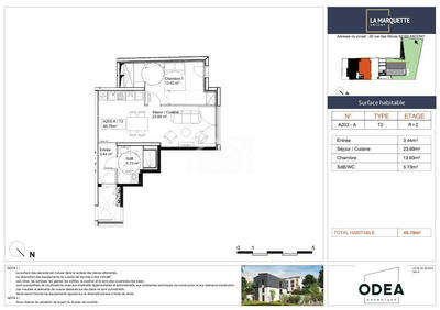 Appartement - 46 m² - 2 pièces