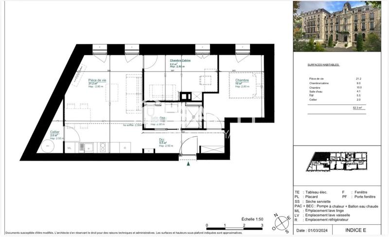 Appartement - 52 m² - 3 pièces