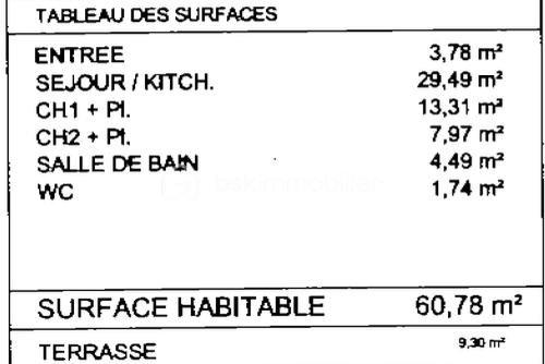 Appartement - 61 m² - 3 pièces