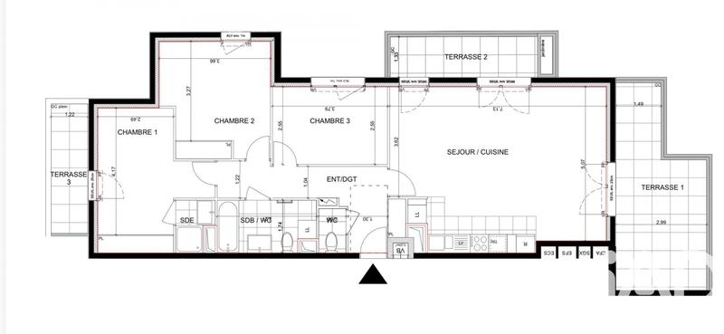 Appartement - 90 m² - 4 pièces