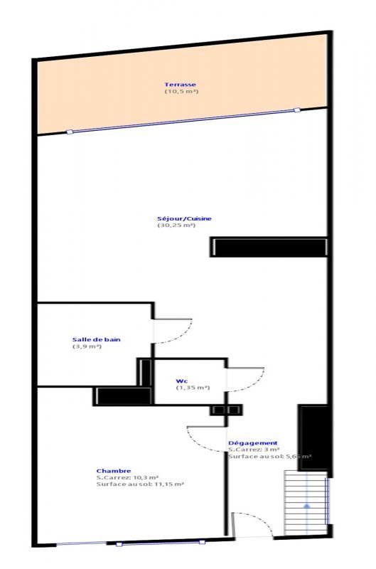 Appartement - 55 m² - 2 pièces